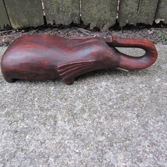 heavy red wood elephant carving sculpture Large Carved Folk Art (w2186)